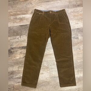 J Crew Wide Wale Single Pleated Brown Corduroy Pants size 33x32